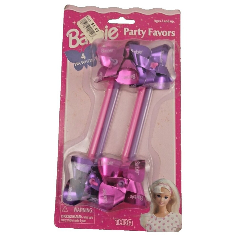 RARE Vintage 1997 Tara Toy Co Barbie Party Favors 4 pk of Pinwheels-SEALED!